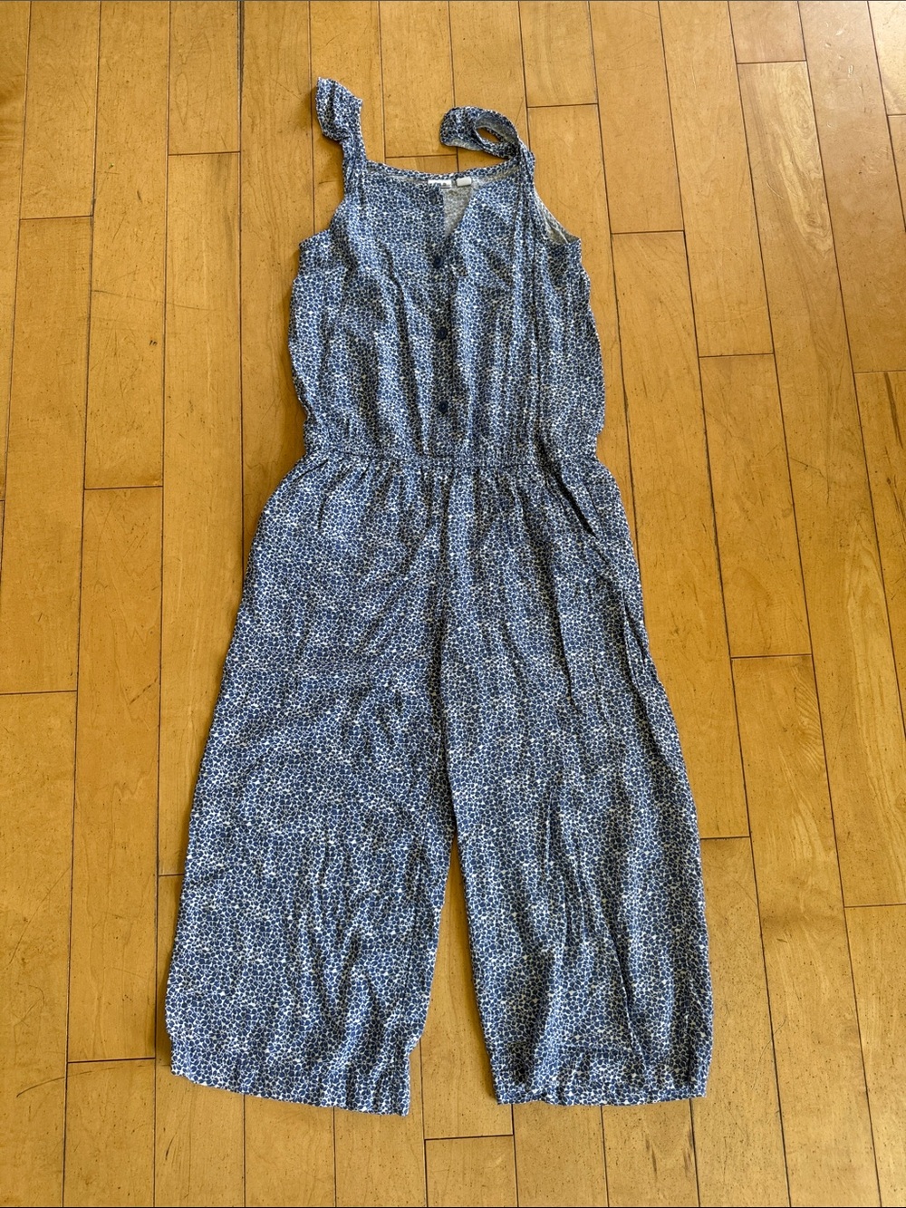 Gap girls size large Sleeveless Blue Print Wide-Leg Jumpsuit